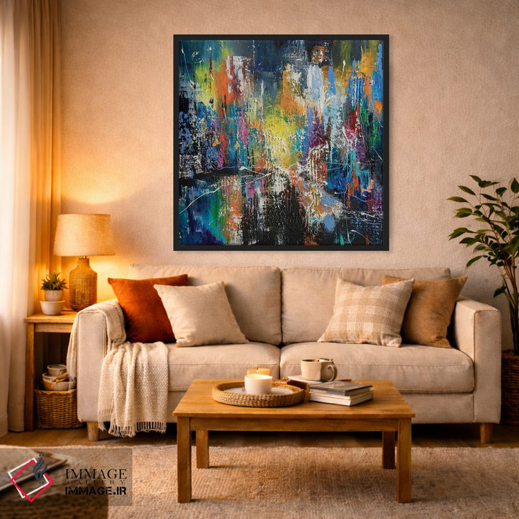 تابلو انتزاعی شهر شبانه اثر کوپتسووا آرت - D3B