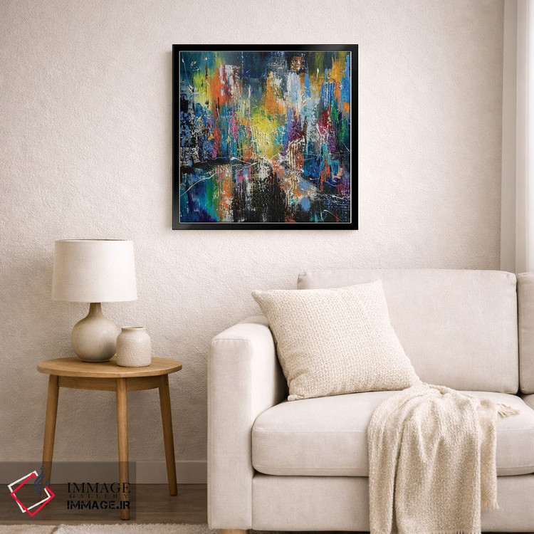 تابلو انتزاعی شهر شبانه اثر کوپتسووا آرت - D6B