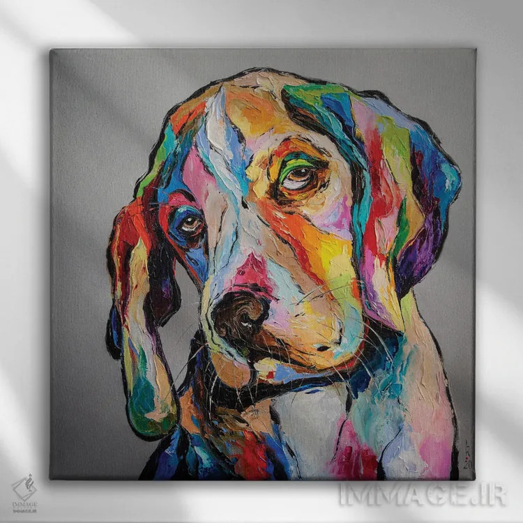 تابلو دکوراتیو سگ فیلسوف اثر کوپتسووا آرت - نمای روبهرو روی دیوار