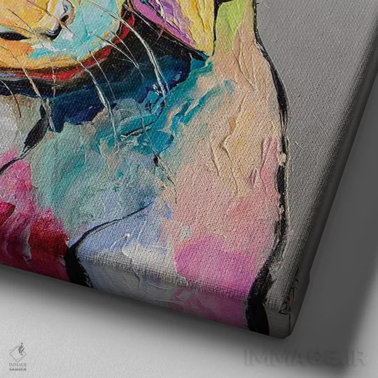 تابلو دکوراتیو سگ فیلسوف اثر کوپتسووا آرت - نمای نزدیک بافت بوم