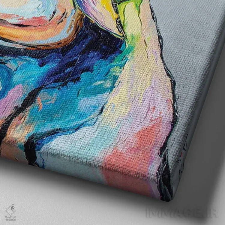 تابلو دکوراتیو سگ فیلسوف II اثر کوپتسووا آرت - نمای نزدیک بافت بوم