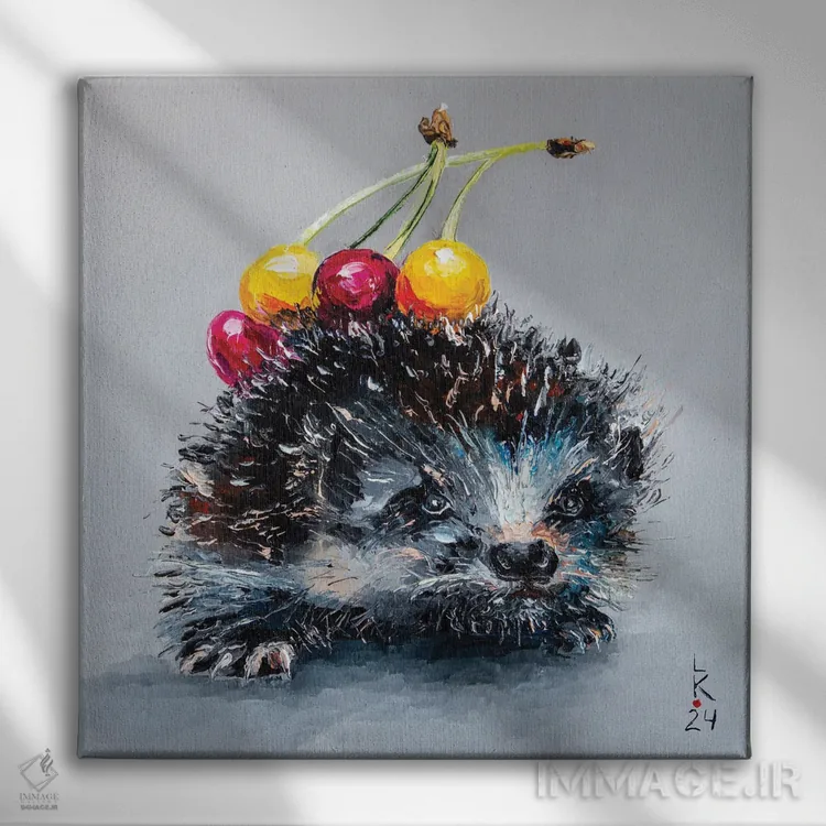 تابلو دکوراتیو عاشق گیلاس اثر کوپتسووا آرت - نمای روبهرو روی دیوار