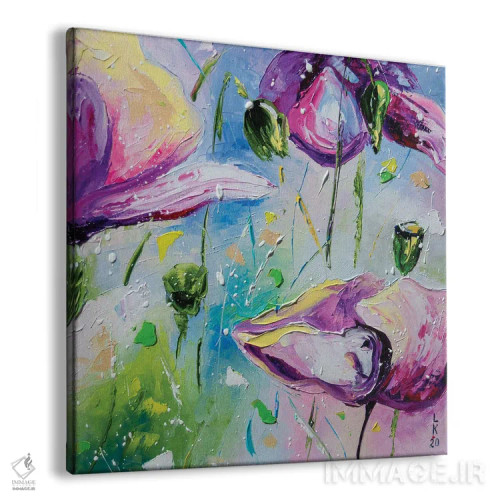 تابلو دکوراتیو شقایق های بنفش II اثر کوپتسووا آرت - نمای پرسپکتیو محصول