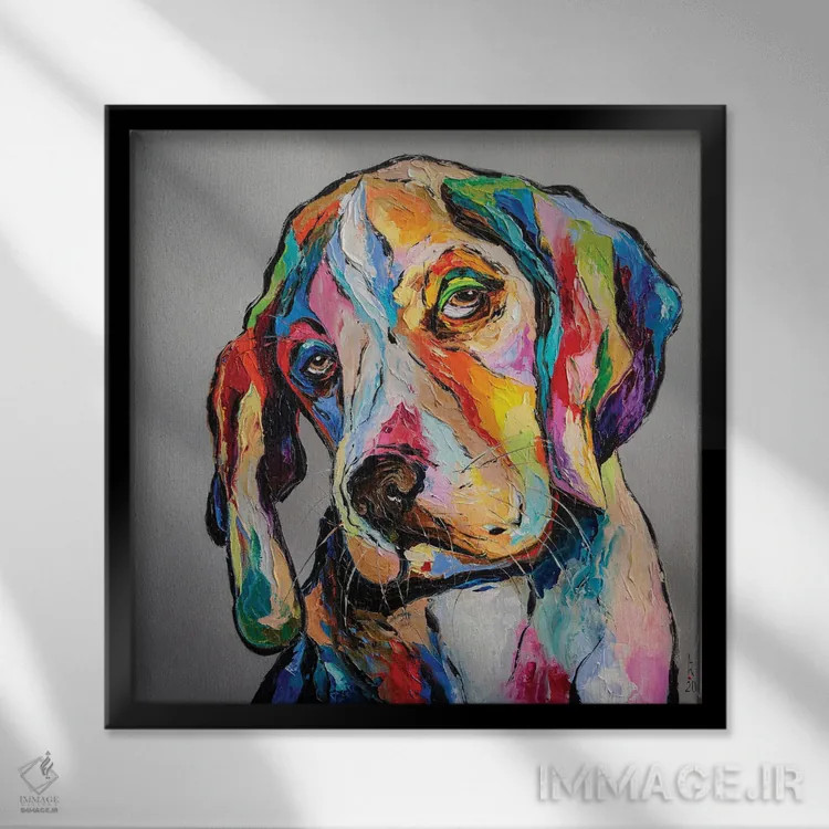 تابلو دکوراتیو سگ فیلسوف اثر کوپتسووا آرت - نمای قابدار مشکی