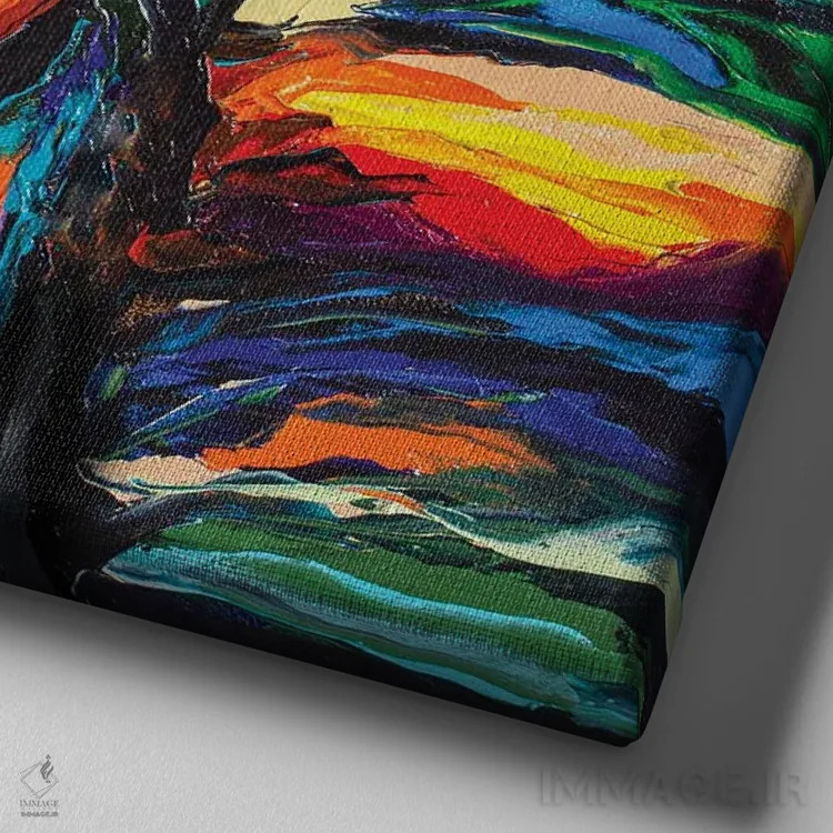 تابلو دکوراتیو فیل دانا اثر کوپتسووا آرت - نمای نزدیک بافت بوم