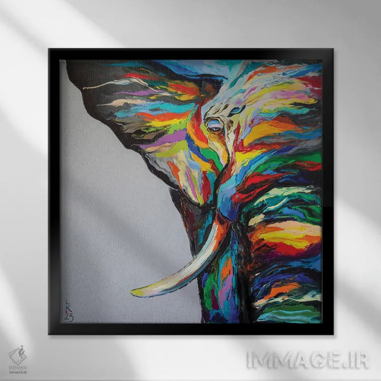 تابلو دکوراتیو فیل دانا اثر کوپتسووا آرت - نمای قابدار مشکی