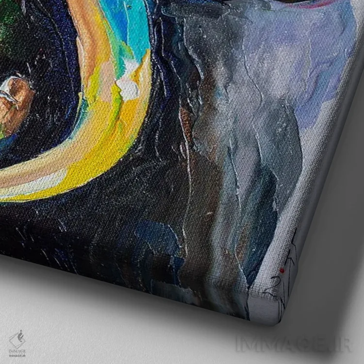 تابلو دکوراتیو نگاه فیل اثر کوپتسووا آرت - نمای نزدیک بافت بوم