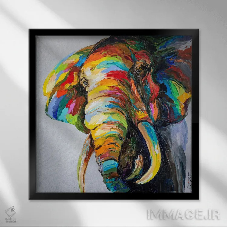 تابلو دکوراتیو نگاه فیل اثر کوپتسووا آرت - نمای قابدار مشکی