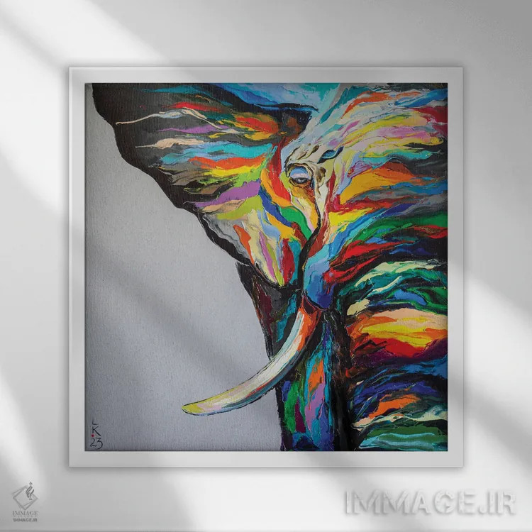 تابلو دکوراتیو فیل دانا اثر کوپتسووا آرت - نمای قابدار سفید