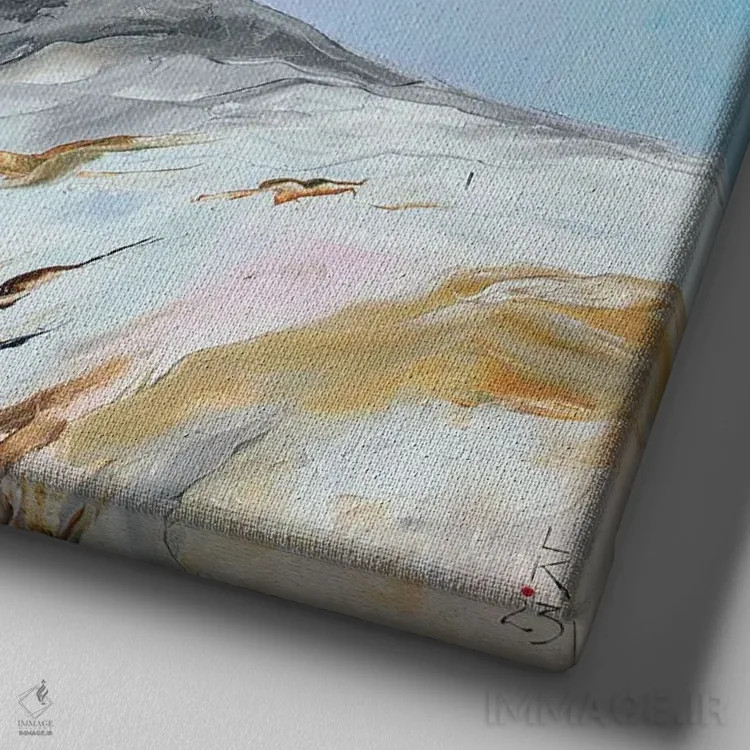 تابلو دکوراتیو محبت گاو اثر کوپتسووا آرت - نمای نزدیک بافت بوم