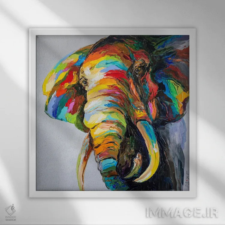 تابلو دکوراتیو نگاه فیل اثر کوپتسووا آرت - نمای قابدار سفید