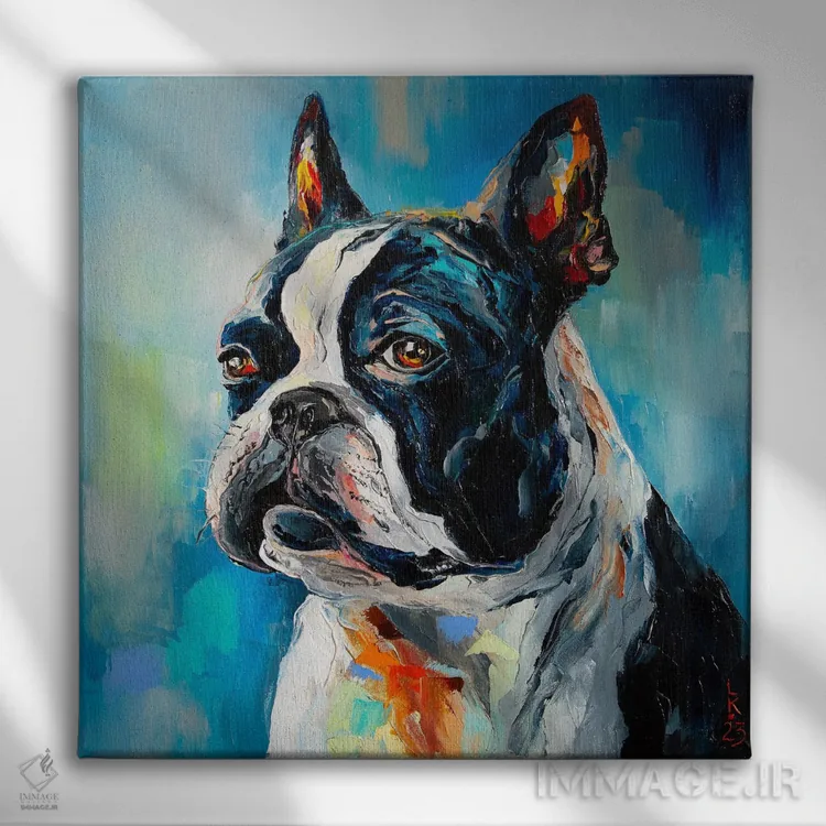 تابلو دکوراتیو بوستون تریر اثر کوپتسووا آرت - نمای روبهرو روی دیوار