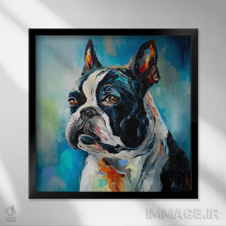 تابلو دکوراتیو بوستون تریر اثر کوپتسووا آرت - نمای قابدار مشکی