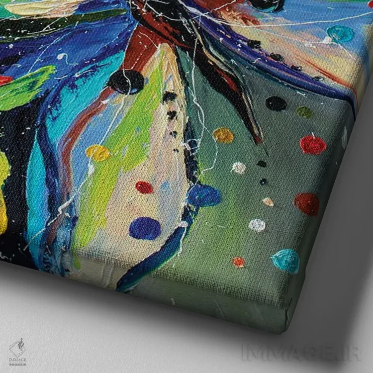 تابلو دکوراتیو پروانه درخشان II اثر کوپتسووا آرت - نمای نزدیک بافت بوم