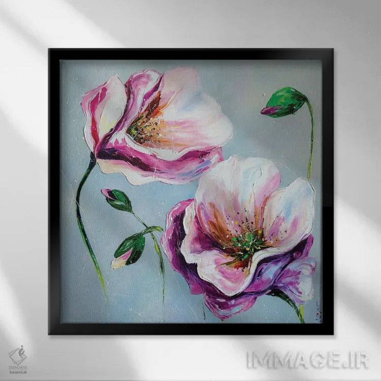 تابلو دکوراتیو شقایق های ملایم اثر کوپتسووا آرت - نمای قابدار مشکی