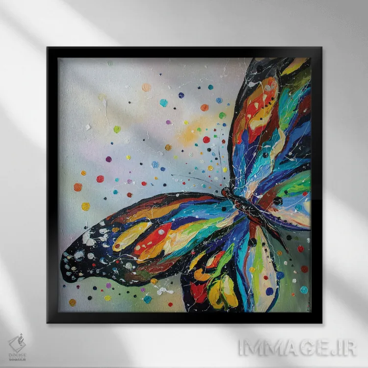 تابلو دکوراتیو پروانه درخشان II اثر کوپتسووا آرت - نمای قابدار مشکی