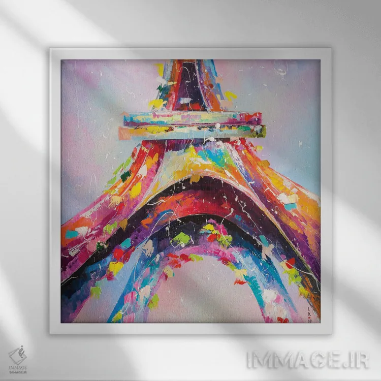 تابلو دکوراتیو برج ایفل اثر کوپتسووا آرت - نمای قابدار سفید