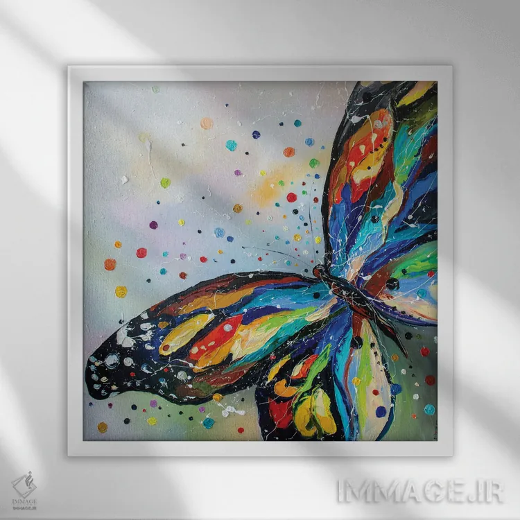 تابلو دکوراتیو پروانه درخشان II اثر کوپتسووا آرت - نمای قابدار سفید
