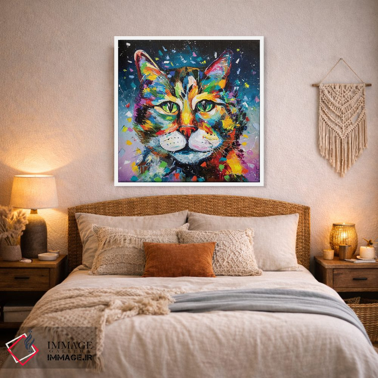 تابلو دکوراتیو گربه رنگارنگ اثر کوپتسووا آرت - D2W