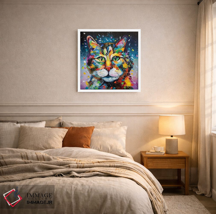 تابلو دکوراتیو گربه رنگارنگ اثر کوپتسووا آرت - D5W