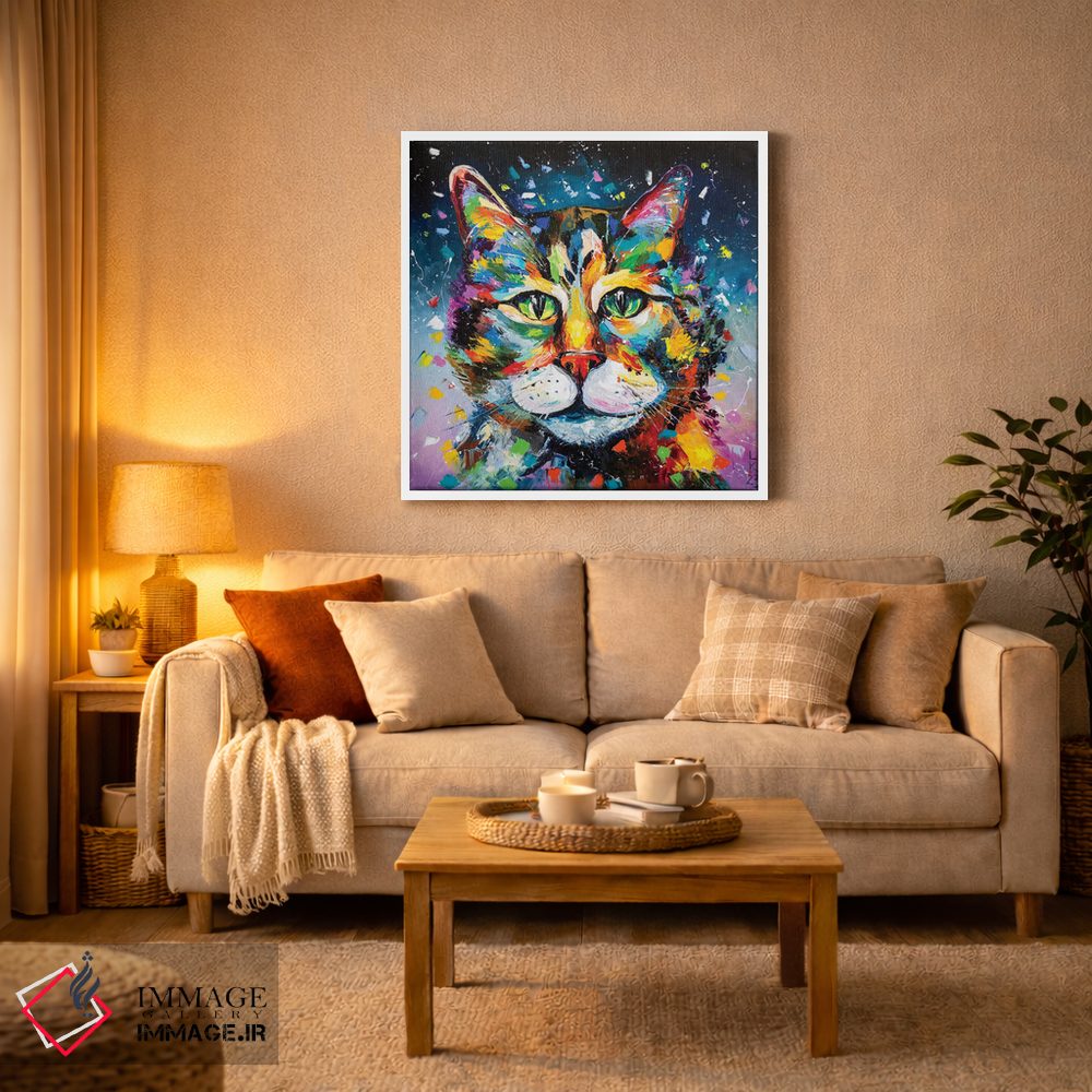 تابلو دکوراتیو گربه رنگارنگ اثر کوپتسووا آرت - D3W