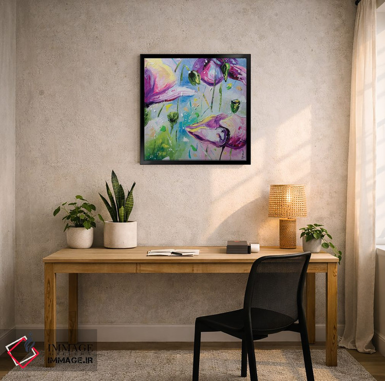 تابلو دکوراتیو شقایق های بنفش II اثر کوپتسووا آرت - D5B