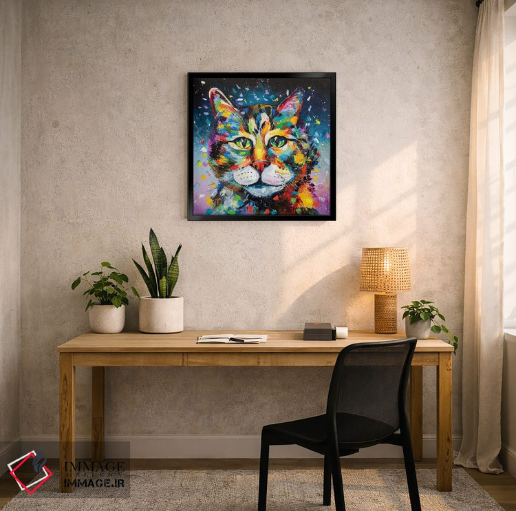تابلو دکوراتیو گربه رنگارنگ اثر کوپتسووا آرت - D6B