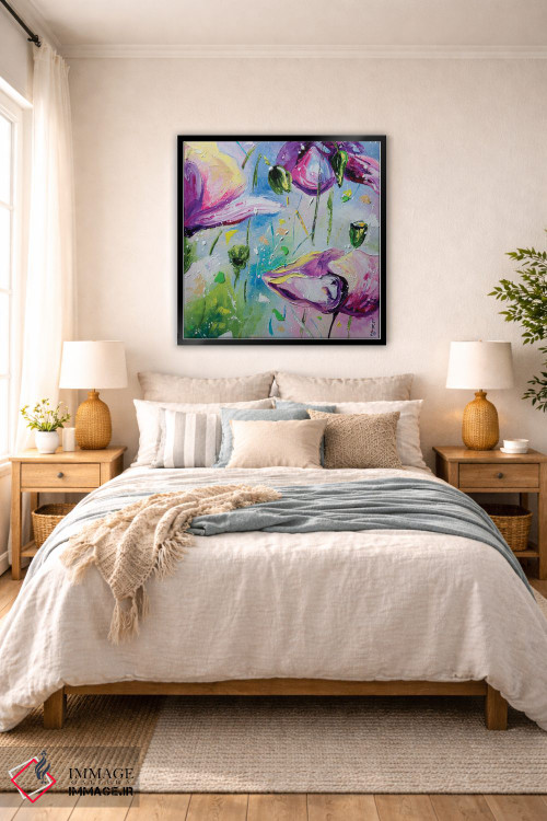 تابلو دکوراتیو شقایق های بنفش II اثر کوپتسووا آرت - D6B