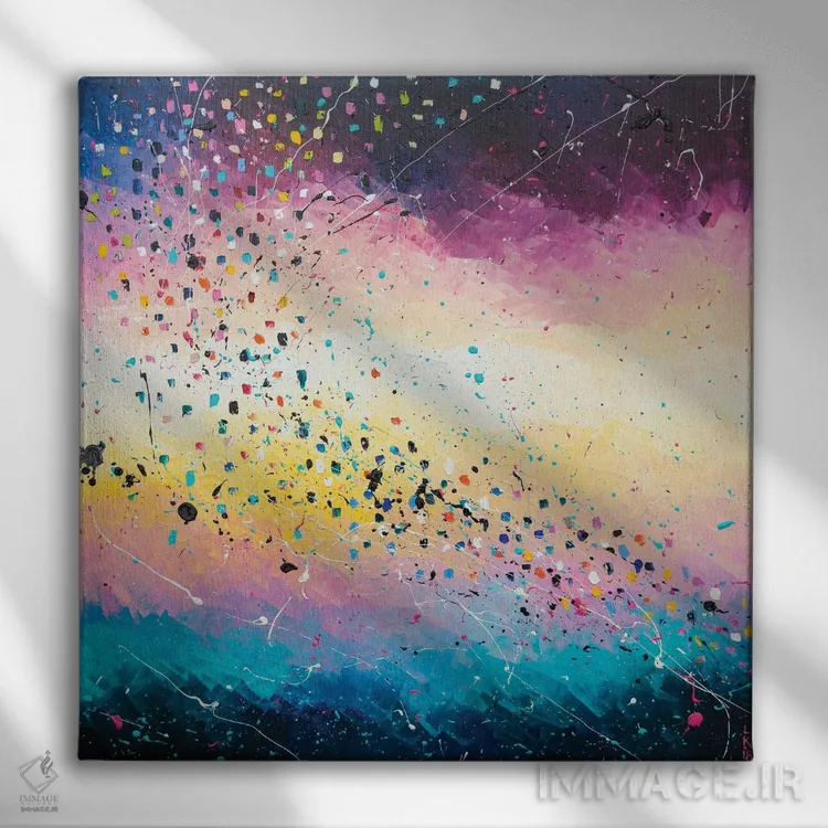 تابلو انتزاعی از ژرفا تا نور اثر کوپتسووا آرت - نمای روبهرو روی دیوار