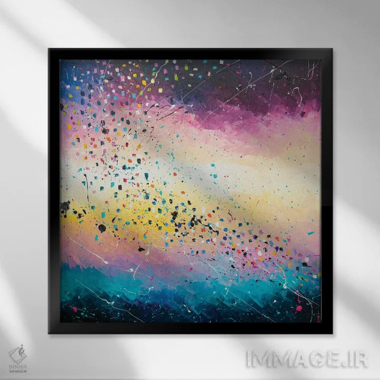 تابلو انتزاعی از ژرفا تا نور اثر کوپتسووا آرت - نمای قابدار مشکی