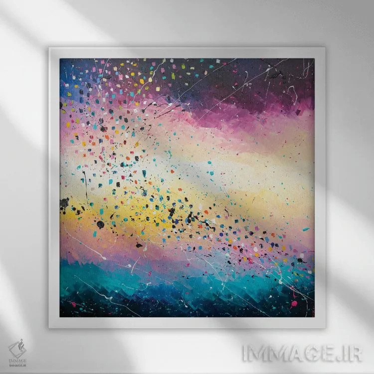 تابلو انتزاعی از ژرفا تا نور اثر کوپتسووا آرت - نمای قابدار سفید