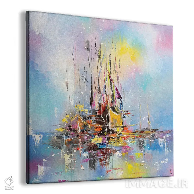 تابلو انتزاعی قایق های وهم آلود اثر کوپتسووا آرت - نمای پرسپکتیو محصول