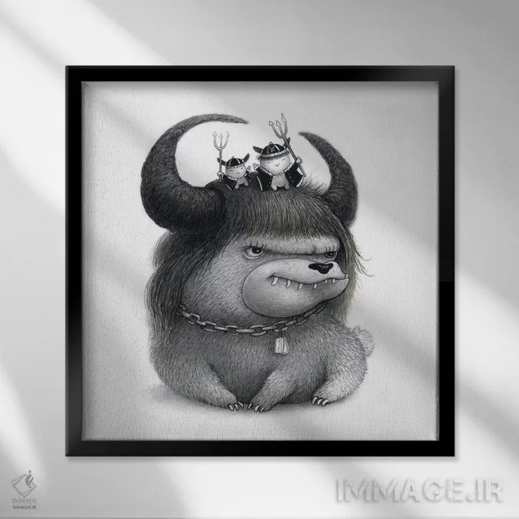 تابلو دکوراتیو چی چی اثر کریستین آدام - نمای قابدار مشکی