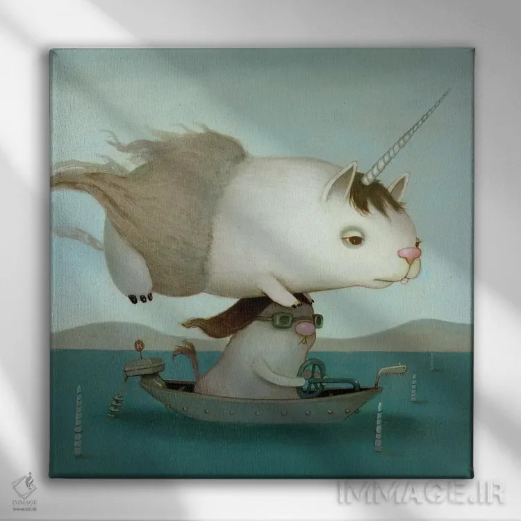 تابلو دکوراتیو قایق موتوری اثر کریستین آدام - نمای روبهرو روی دیوار