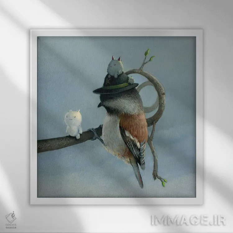 تابلو دکوراتیو شاه بلوط اثر کریستین آدام - نمای قابدار سفید