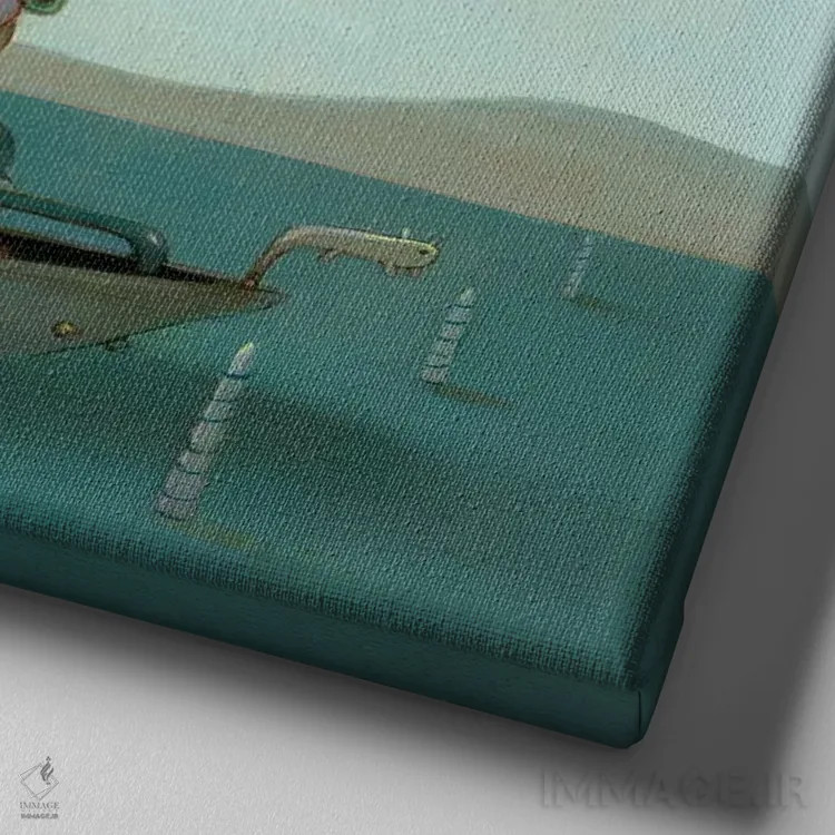 تابلو دکوراتیو قایق موتوری اثر کریستین آدام - نمای نزدیک بافت بوم