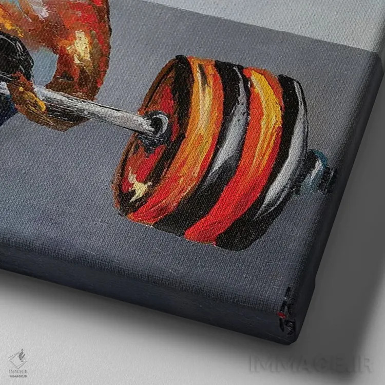 تابلو دکوراتیو من ورزشکارم اثر کوپتسووا آرت - نمای نزدیک بافت بوم