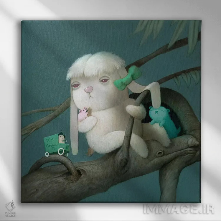 تابلو دکوراتیو مرد بستنی فروش اثر کریستین آدام - نمای روبهرو روی دیوار