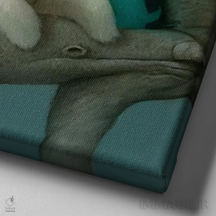 تابلو دکوراتیو مرد بستنی فروش اثر کریستین آدام - نمای نزدیک بافت بوم