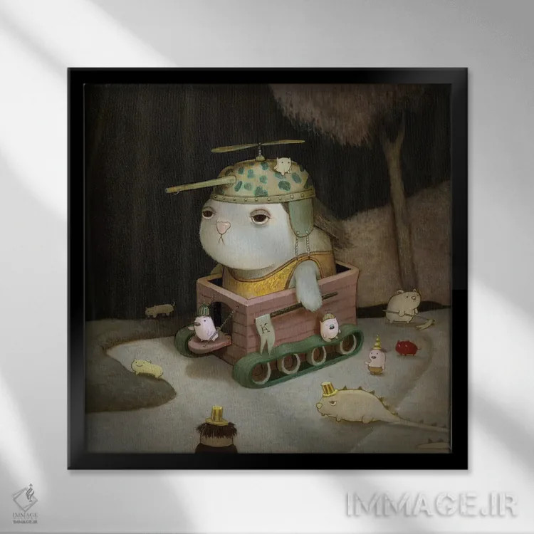 تابلو دکوراتیو پسر نبرد اثر کریستین آدام - نمای قابدار مشکی