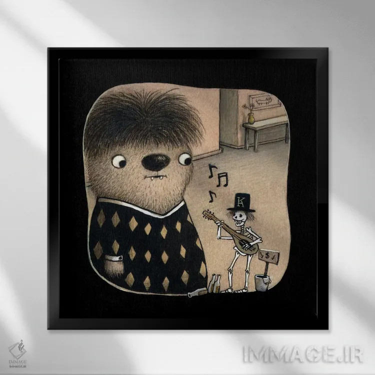 تابلو دکوراتیو استخوان های جینگل اثر کریستین آدام - نمای قابدار مشکی