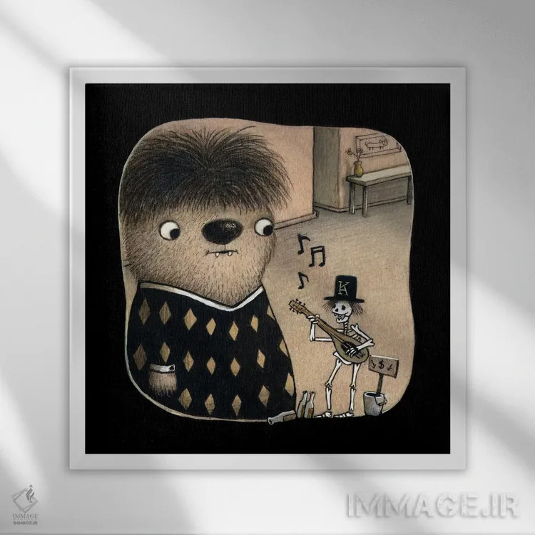 تابلو دکوراتیو استخوان های جینگل اثر کریستین آدام - نمای قابدار سفید