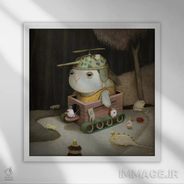 تابلو دکوراتیو پسر نبرد اثر کریستین آدام - نمای قابدار سفید