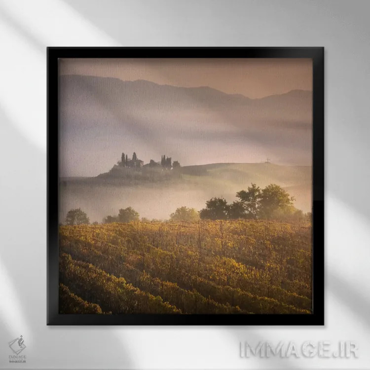 تابلو دکوراتیو پاییز در توسکانی هفتم اثر دنیل کردان - نمای قابدار مشکی