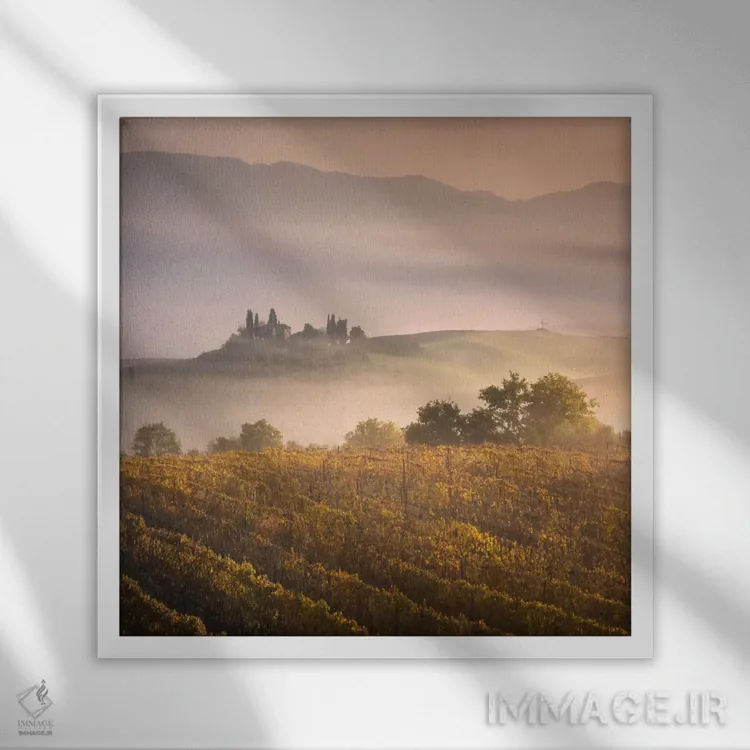 تابلو دکوراتیو پاییز در توسکانی هفتم اثر دنیل کردان - نمای قابدار سفید