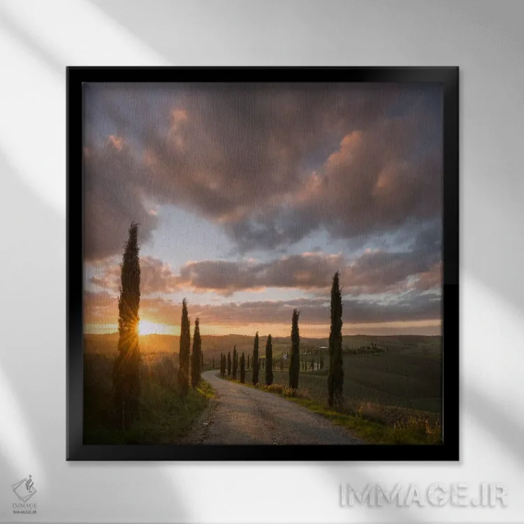 تابلو دکوراتیو پاییز در توسکانی دهم اثر دنیل کردان - نمای قابدار مشکی