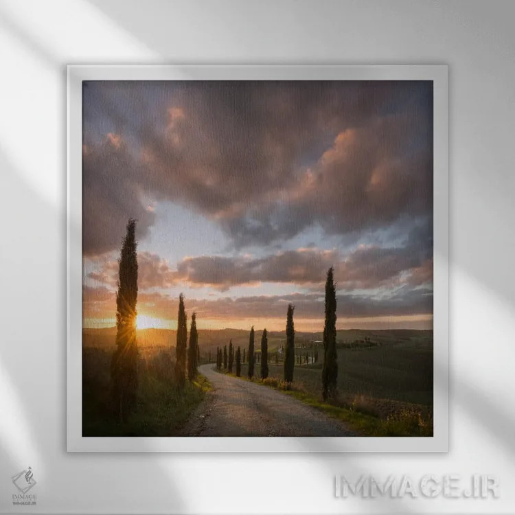 تابلو دکوراتیو پاییز در توسکانی دهم اثر دنیل کردان - نمای قابدار سفید