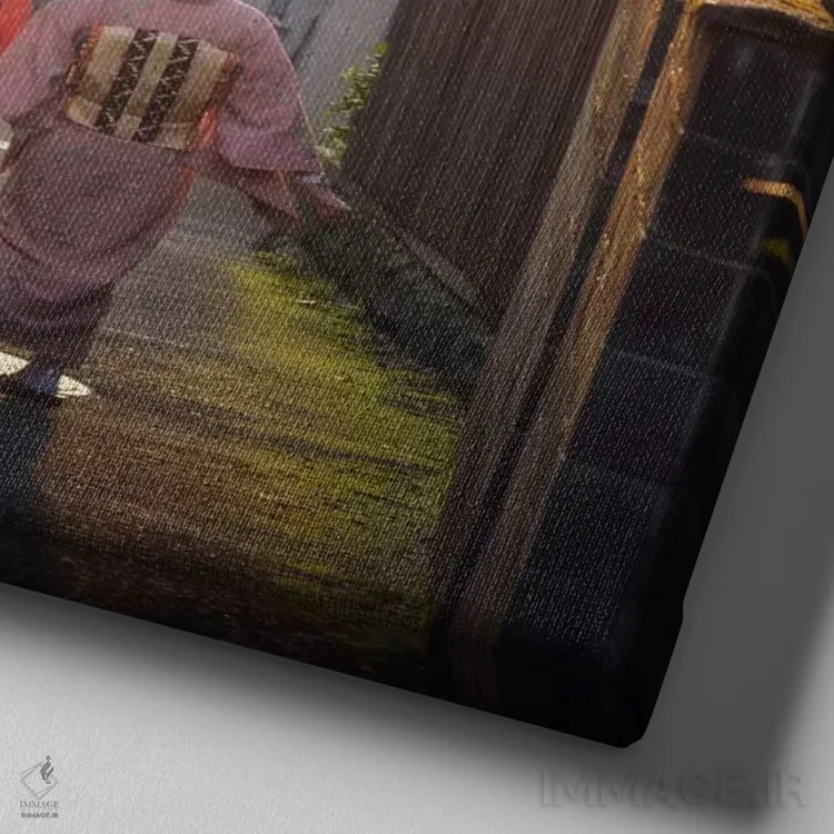 تابلو دکوراتیو بهار در ژاپن سیزدهم اثر دنیل کردان - نمای نزدیک بافت بوم