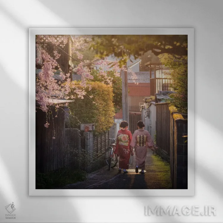 تابلو دکوراتیو بهار در ژاپن سیزدهم اثر دنیل کردان - نمای قابدار سفید