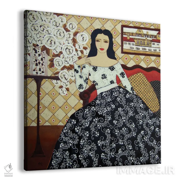 تابلو دکوراتیو عصر با رزهای عاجی اثر کارن ریگر - نمای پرسپکتیو محصول